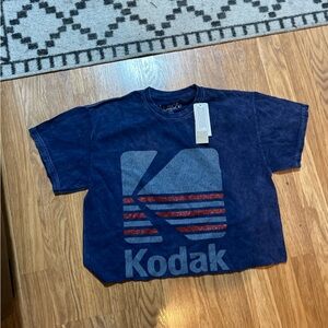 Kodak denim print camera photographer screen print crop top tee xs macys vintage